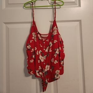 Kaitlyn Floral Flowy Red and White Tank Top Crop Top